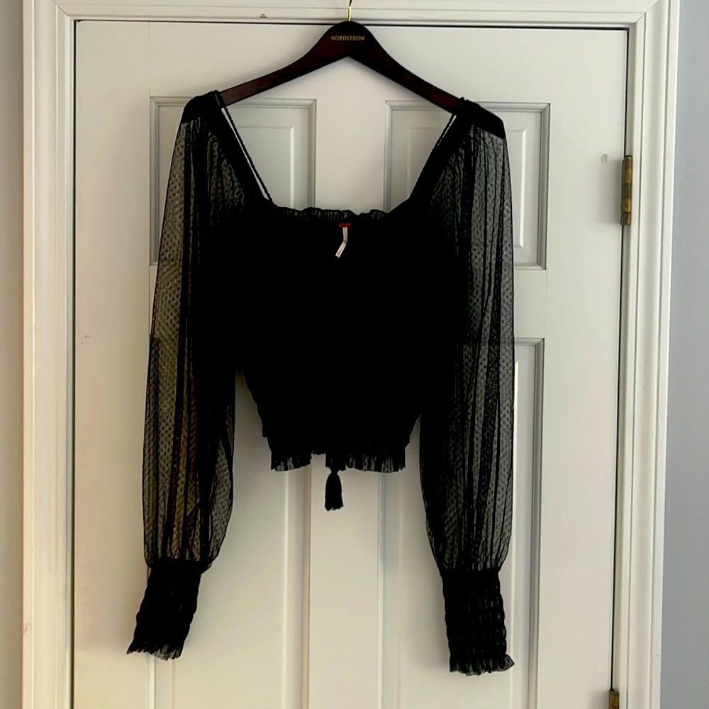 Free People Black Lace Top